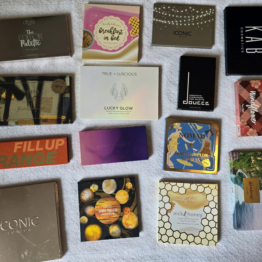 15 High End Eyeshadow Palette Lot, Ipsy, Violet Voss, Iconic London, Ciate, etc.